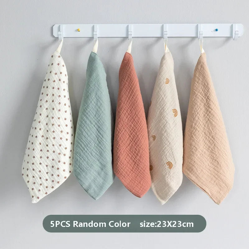 Soft Cotton Gauze Baby Towel Set | Newborn Muslin Handkerchief for Bath and Face
