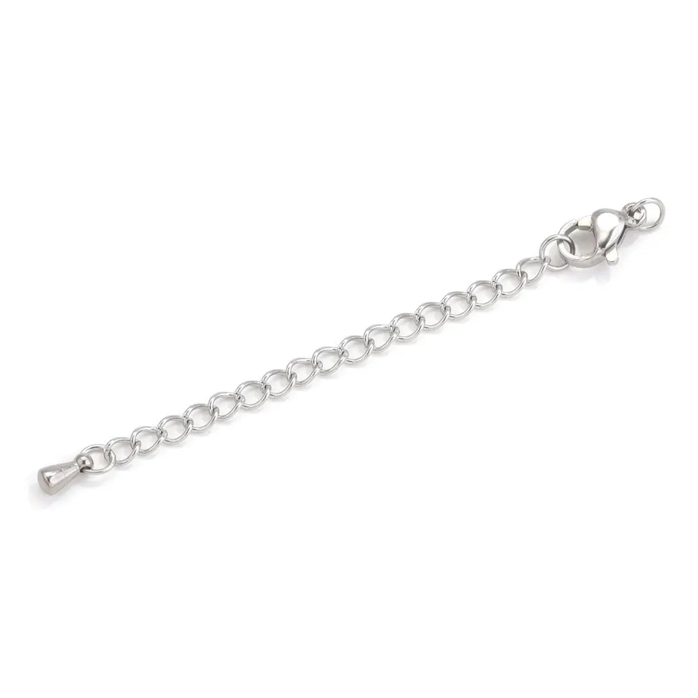 Stainless Steel Extension Tail Chains with Lobster Clasps | 10pcs Jewelry Findings