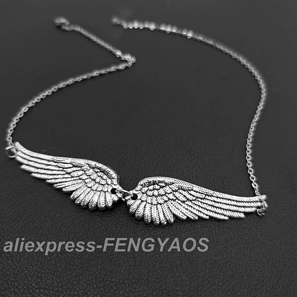 Vintage Angel Wings Feather Choker | Aesthetic Link Chain Statement Necklace