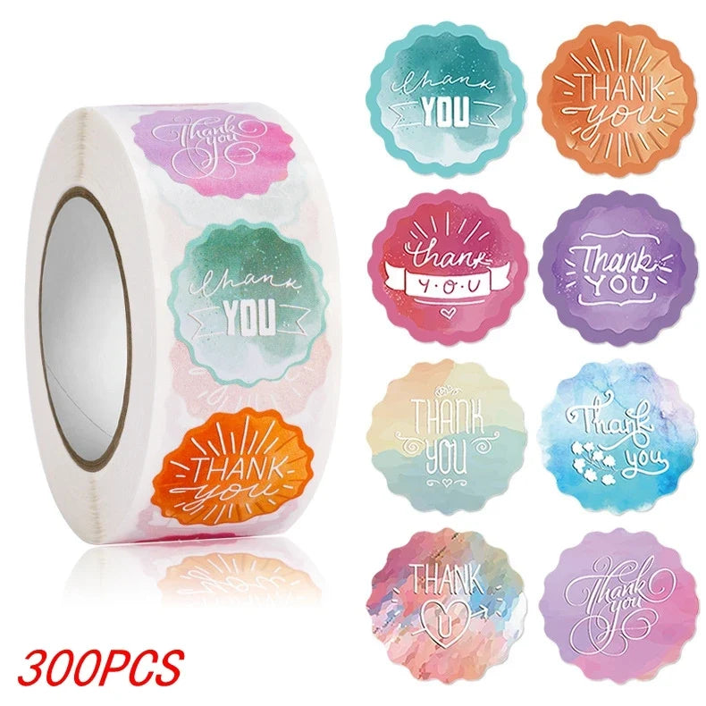 Heart Thank You Stickers | Floral Decorative Sealing Stickers for Wedding Gift Packaging and Small Business Supplies