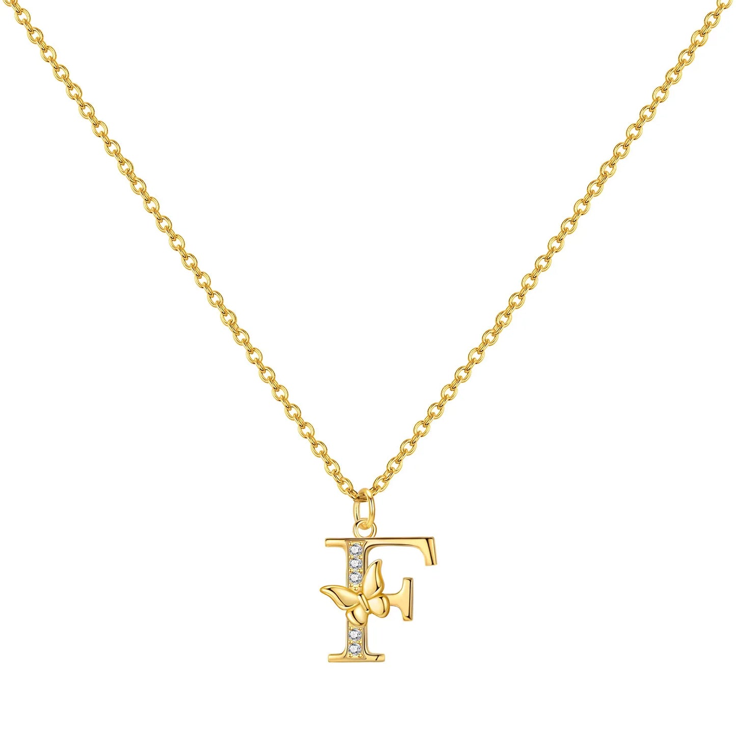 925 Sterling Silver Butterfly Initial Necklace | 26 Letter Y-Shaped Pendant for Women