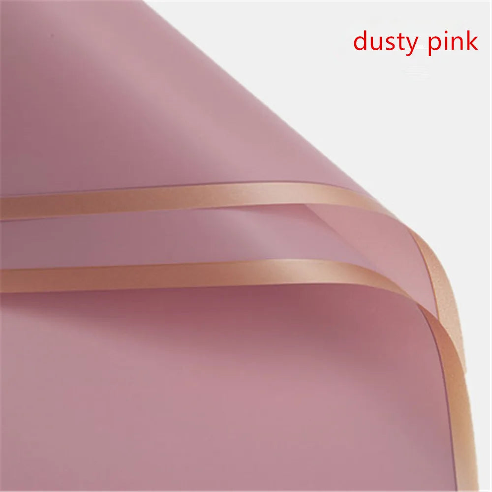 Golden Border Rose Wrapping Paper 5 Pack | Half Transparent Korean Style Gift Packing