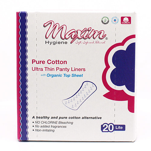 Maxim Natural Organic Cotton Ultra Thin Liners, 12 x 20ct