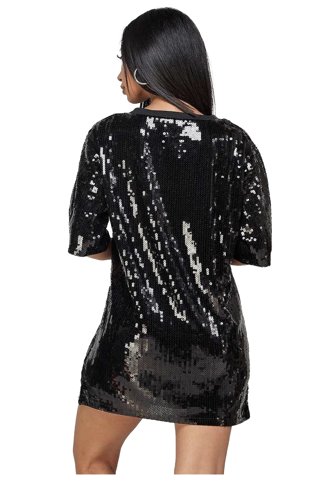 Sequin Birthday Queen Oversized Sequin T-shirt Dress {Gold & White Letters}